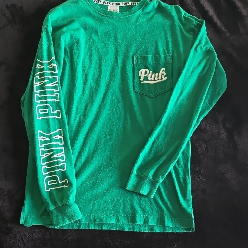 PINK Victoria's Secret Kids Green Long Sleeve Shirt